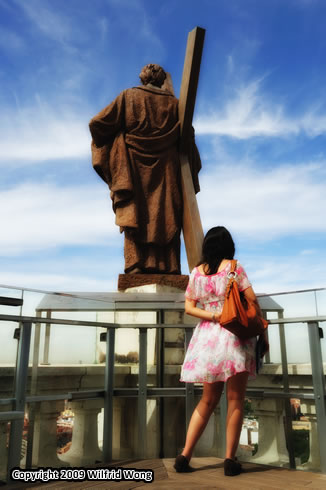 Cynthia on the top of a Cathedral in Madrid