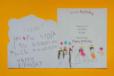 A birthday card from Bethany