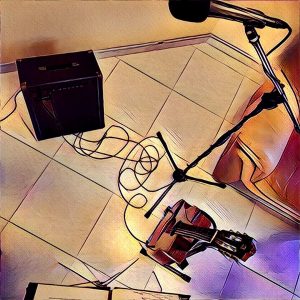 A simple setup of a mic and a guitar through an acoustic amp. It took me a while to set this up as I was out of practice. 